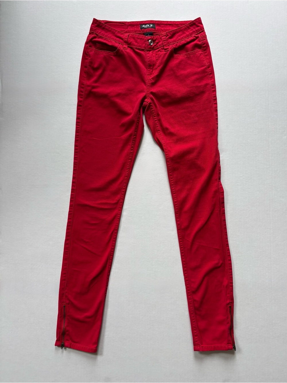 Allen B. Red Skinny Womens 2 Ankle Zip Mid Rise